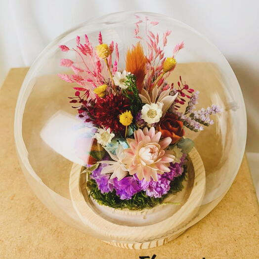 Cupula crystal com Flores Secas
