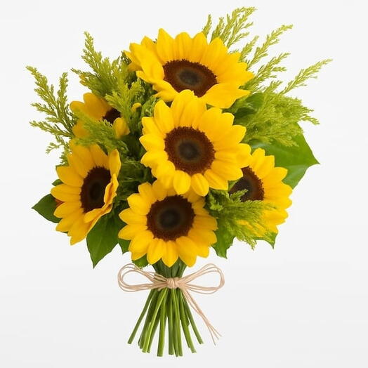 Buquê de Girassois e Folhagem
