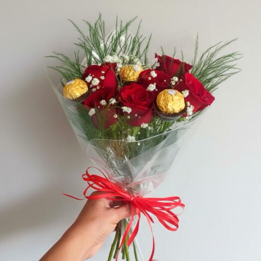 Buquê de Rosas com Chocolate