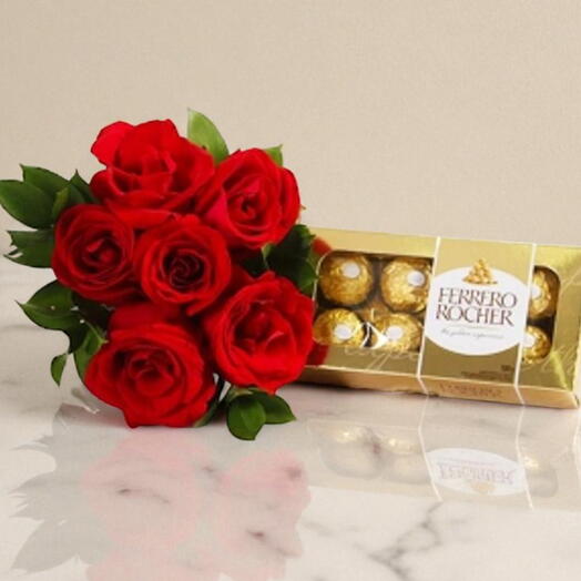 Buquê Mimo De Rosas Vermelhas   Ferrero T8