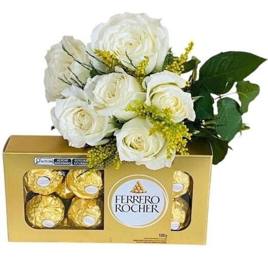 Buquê 6 Rosas Encanto Branco