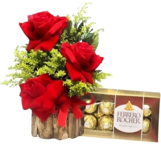 Arranjo Rosas Abertas e Ferrero