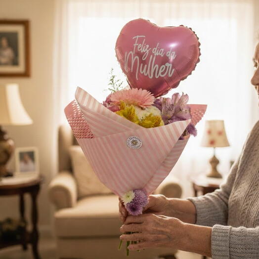 Dia da Mulher Buquê p com Balão