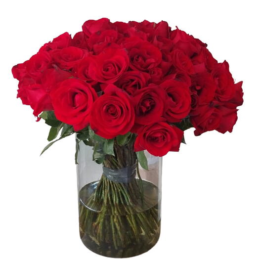 Arranjo com 100 Rosas  no Vaso
