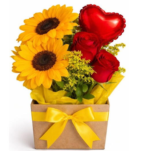 Cesta de Presente Girassois e Rosas