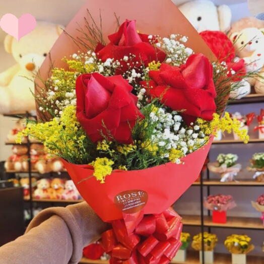 Buquê Tradicional de 3 Rosas
