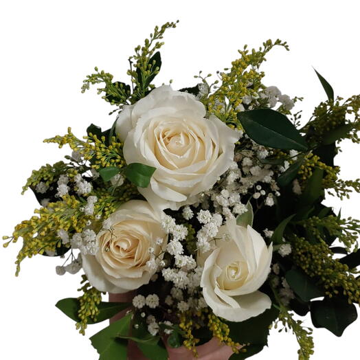 Buquê com 3 rosas brancas