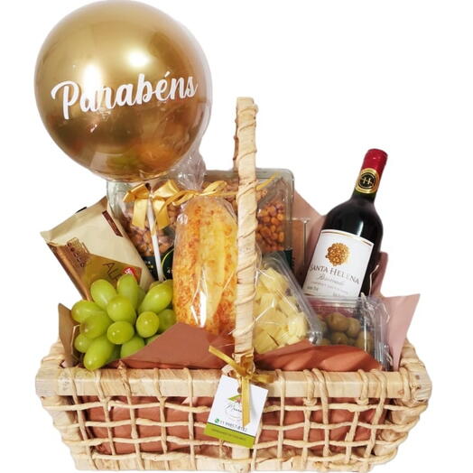 Cesta queijo   vinho