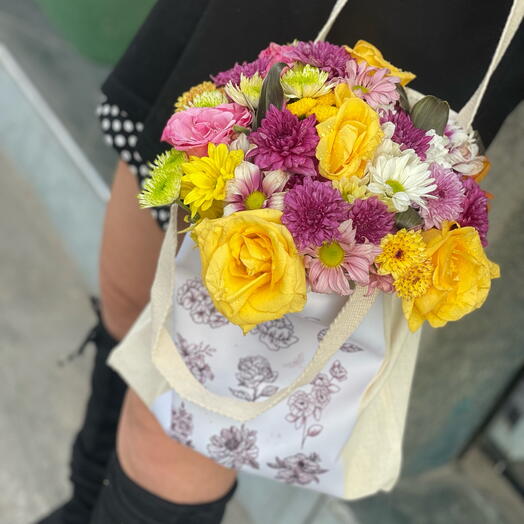 Ecobag com Flores Mistas