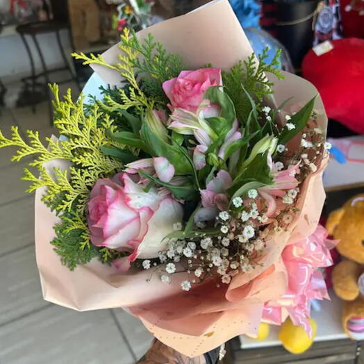 Buquê de 2 rosas cor de rosa