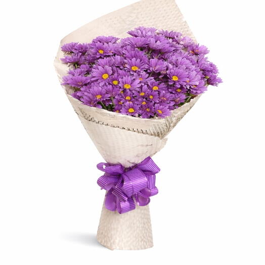 Buquê Elegante de Margaridas Roxas