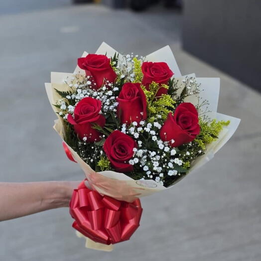 Buque com 6 Rosas Vermelhas