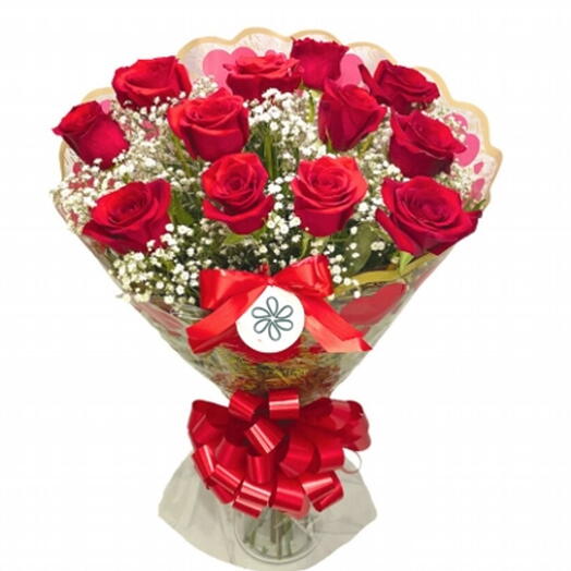 Buquê Forte Sentimento com 12 Rosas