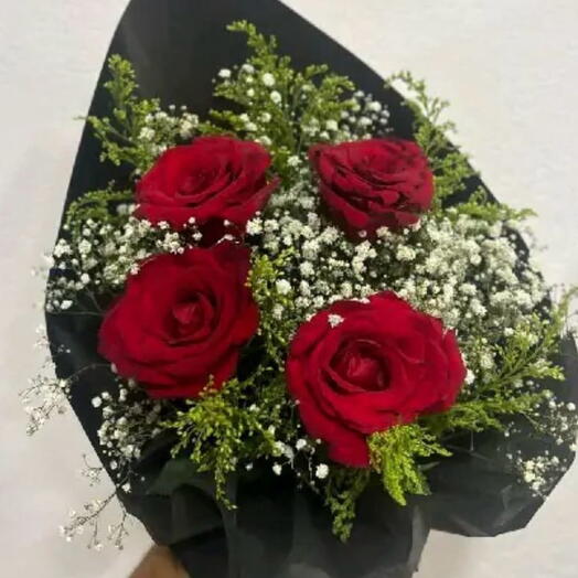 Ramalhete 4 Rosas Vermelhas