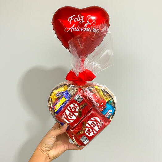 Coração Chocolate com Balão