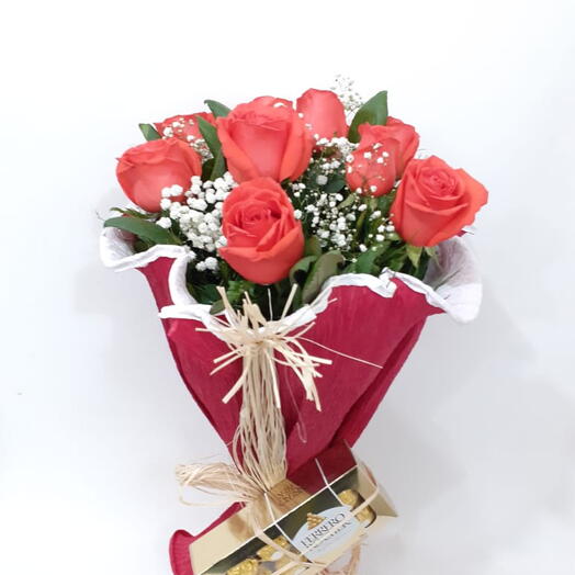 Buquê 12 rosas Rock Star + Chocolate