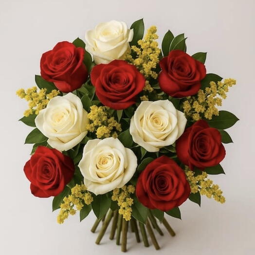 Buquê 10 Rosas de Duas Cores