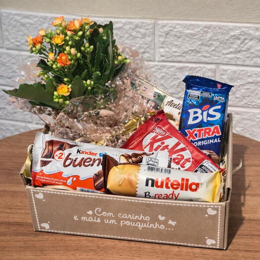 Cesta Carinho Doce com Kalonchoe