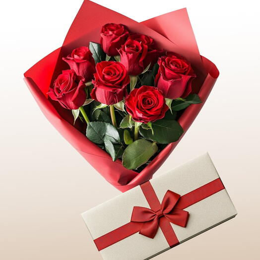 7 Rosas Vermelhas e Chocolates