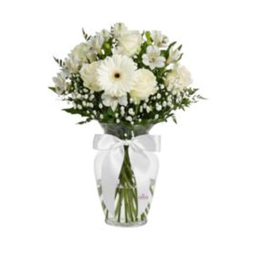 Arranjo de Flores do Campo Brancas no Vaso de Vidro