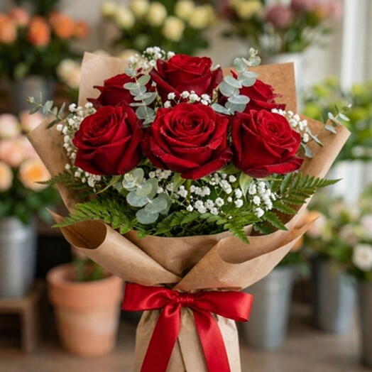 Buquê 6 Rosas Vermelhas