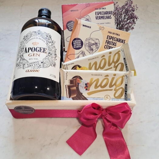 Cesta Chocolate e gin com Drink para preparo