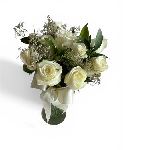 Rosas Brancas em Vaso