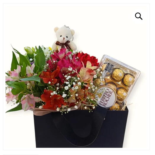 Caixa Astromelia Chocolate e Urso