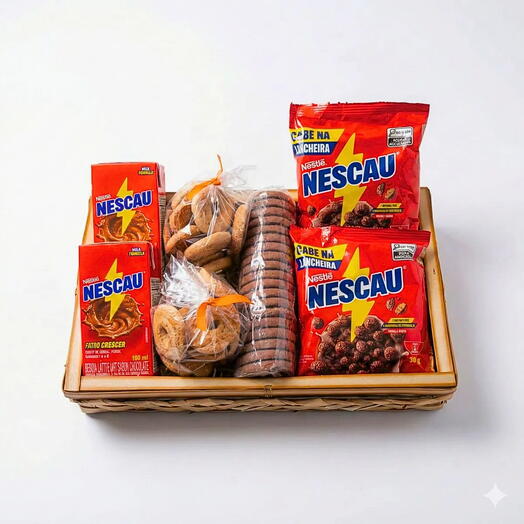 Mini Bandeja Infantil com Nescau Cereal e Bolachas