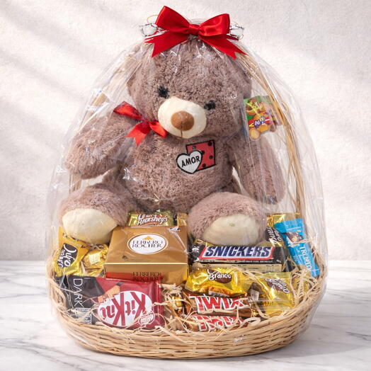 Cesta Coração e Chocolate