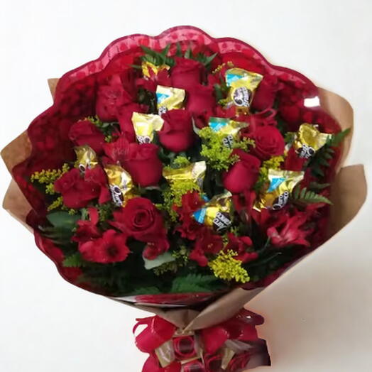 BOUQUET DE ROSAS E OURO BRANCO