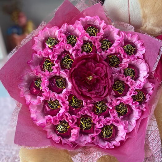Buquê de Chocolate com Rosa