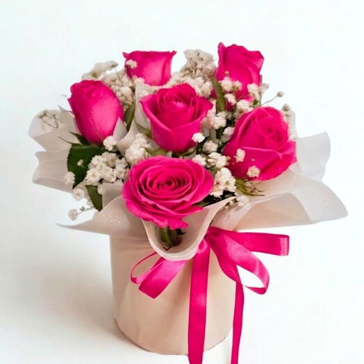 Caixa Encanto- 6 Rosas Pink