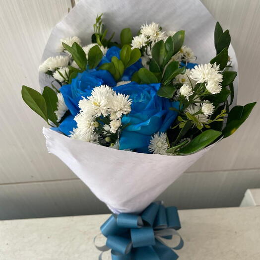 Buquê com 4 Rosas Azuis