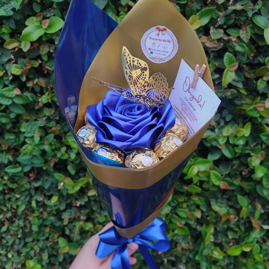 Buquê  Rosa Eterna  Azul