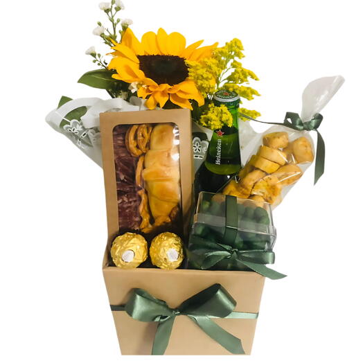 Cesta de Presente Heineken, Girassol e Petiscos