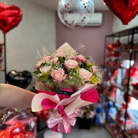 Buquê Delicadeza com 6 Rosas Cor-de-Rosa