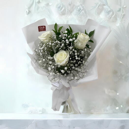 Buquê 3 Rosas Brancas