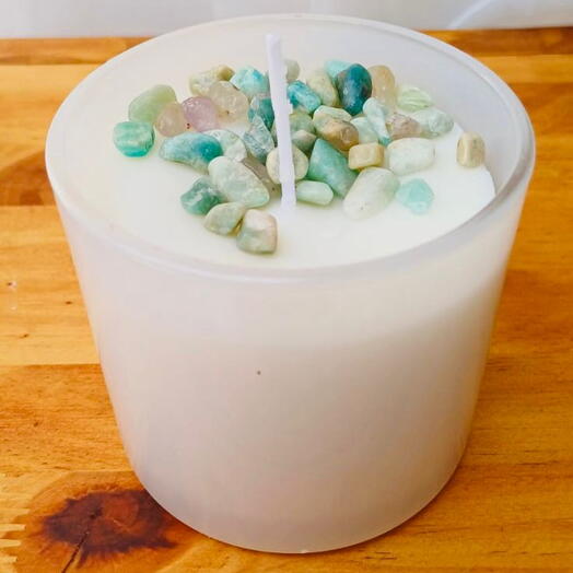 Vela  Aromatizada com Pedras Capim Limão