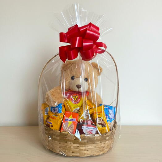 Cesta cafe da manhã c Pelucia