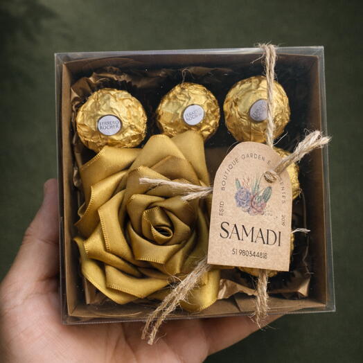 kit  Presente Rosa Eterna  Dourada  Ferrero Rocher