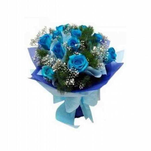 Buquê de Rosas Azuis Celestial