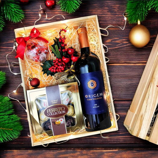 Caixa de Natal - Presente Rustico com Vinho