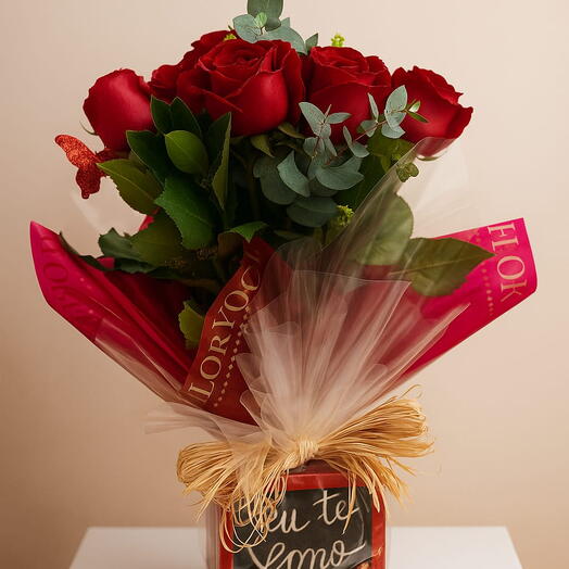 Buquê Rosas Vermelhas "Eu te amo" (Card Barra)