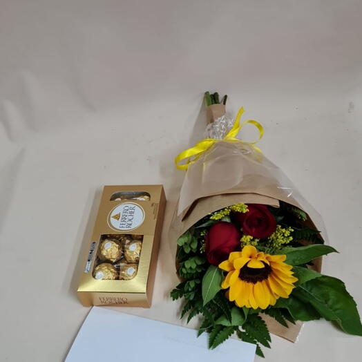 Girassol com Rosa e Chocolate