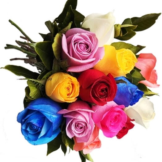 Buquê Com 12 Rosas Coloridas