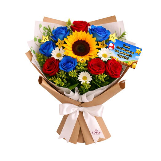 Buquê Mario Rosas e Girassol - Entrega hoje