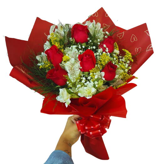 Buquê 6 Rosas Vermelhas