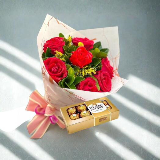 Buquê de Rosas Vermelhas com Ferrero Rocher