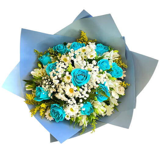 Buquê 12 Rosas Azul Tiffany